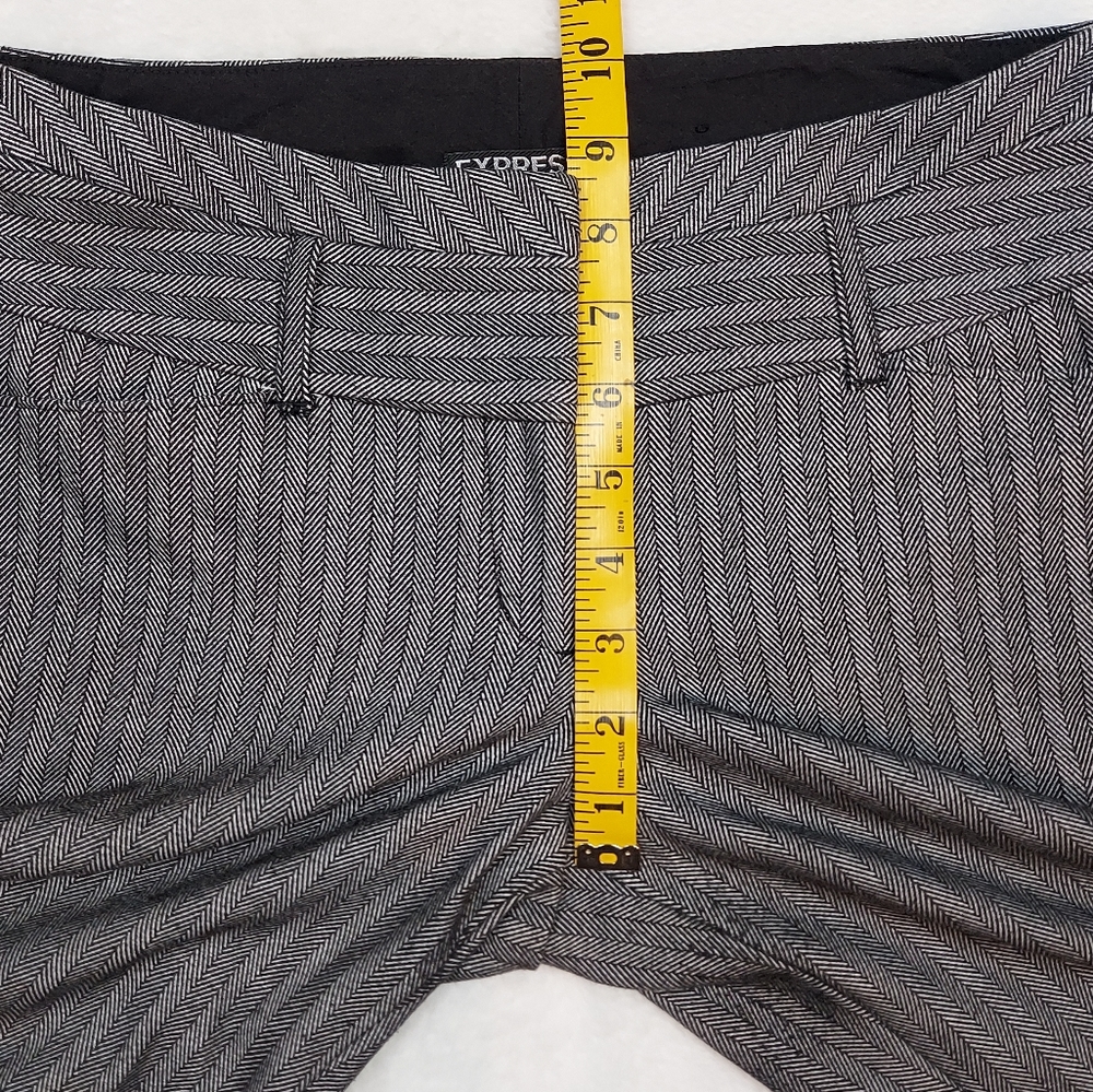 Express Editor Black Gray Striped Mid Rise Trouser Dress Pants Size 2R - Picture 5 of 13